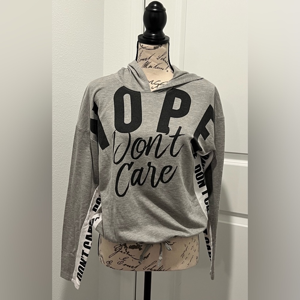 Vintage Wound Up Nope Don’t Care Long Sleeve With Hood Lightweight Jersey